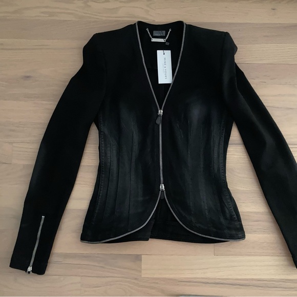 Alexander McQueen Black Denim Jacket Blazer IT38 - Picture 1 of 10